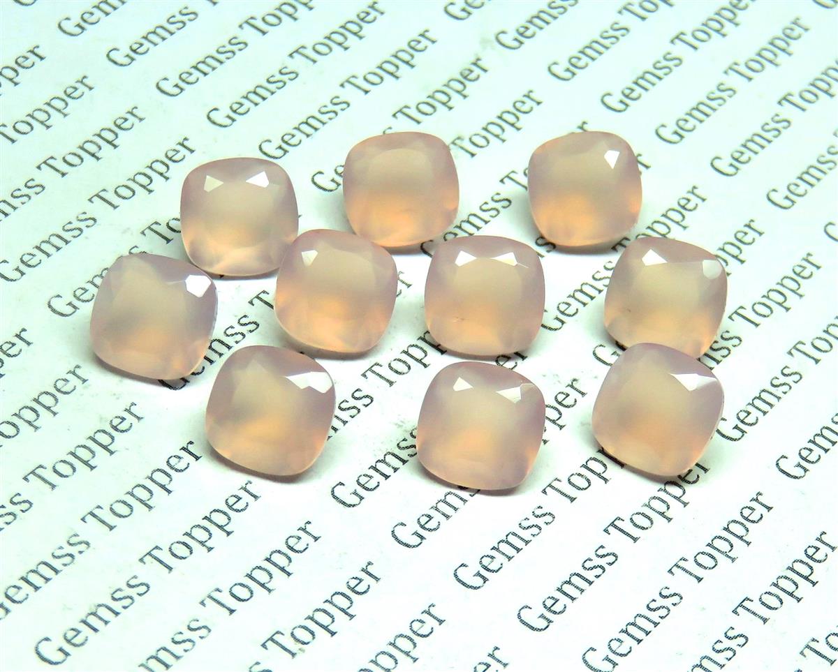 Rose Chalcedony 10x10 mm Cushion Faceted